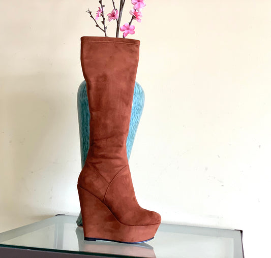Suede knee high boots